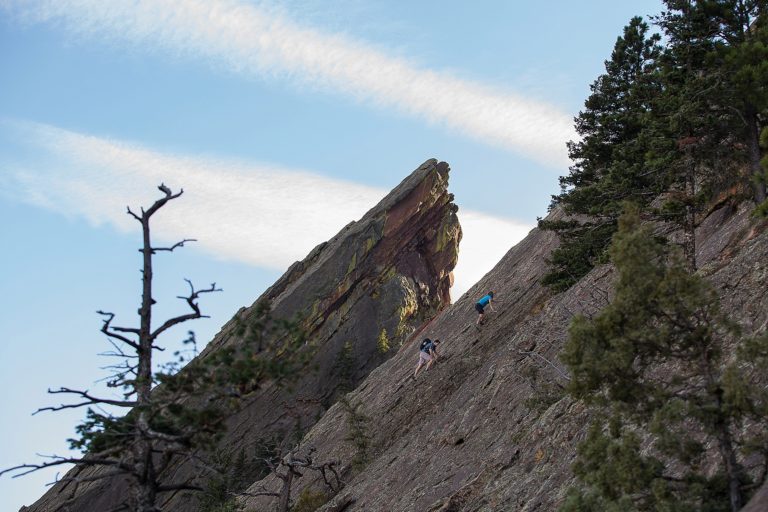 Travis and Meryn’s Adventurous Boulder Engagement | Flatirons Rock Climbing