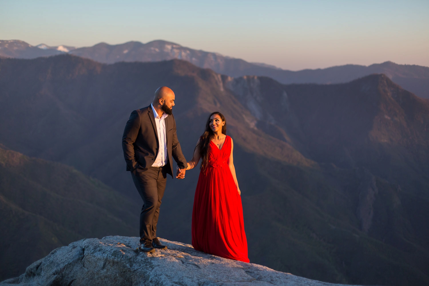 Red Dress Engagement Photos Sequoia National Park