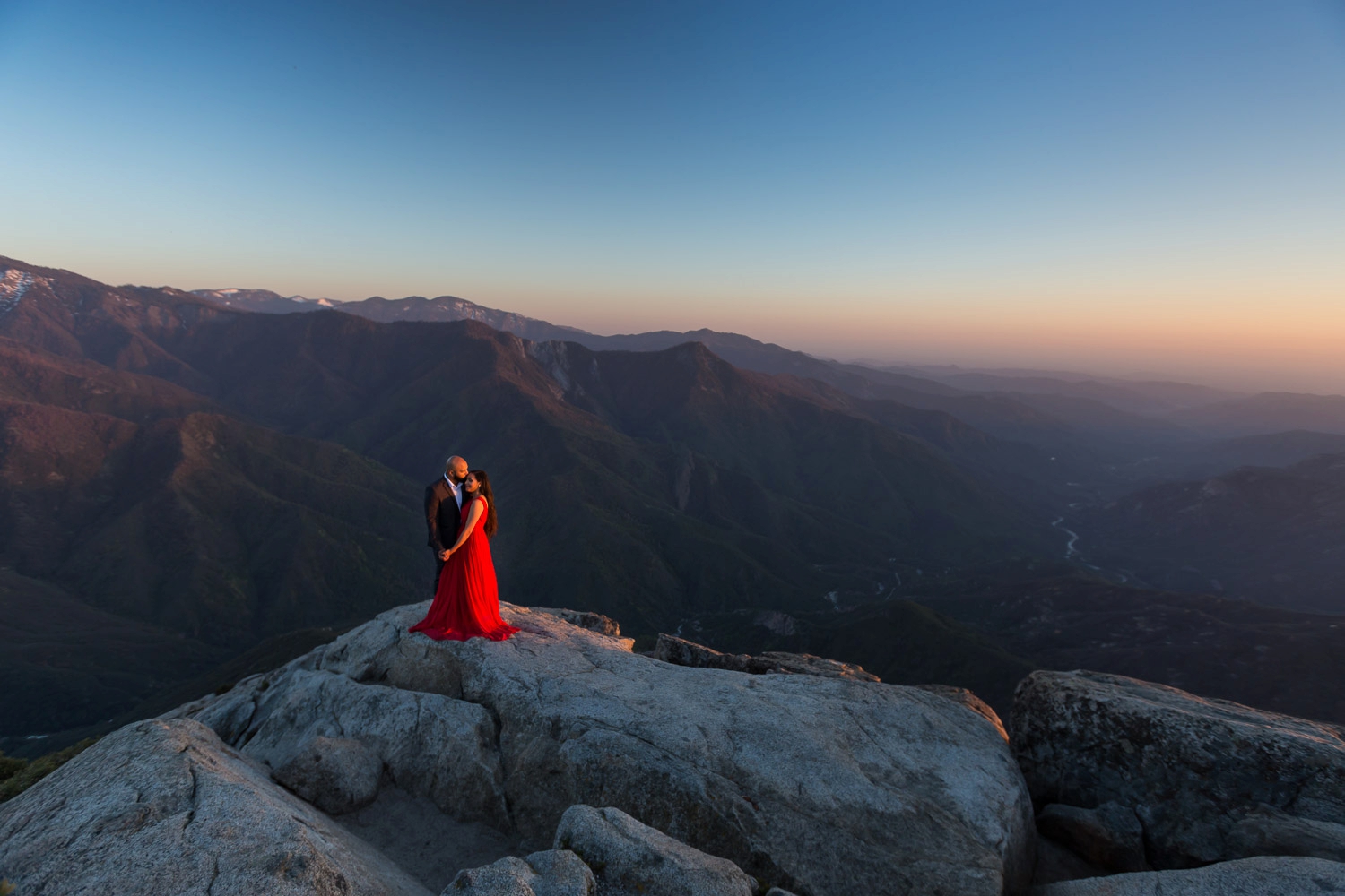 Red Dress Engagement Photos Sequoia National Park