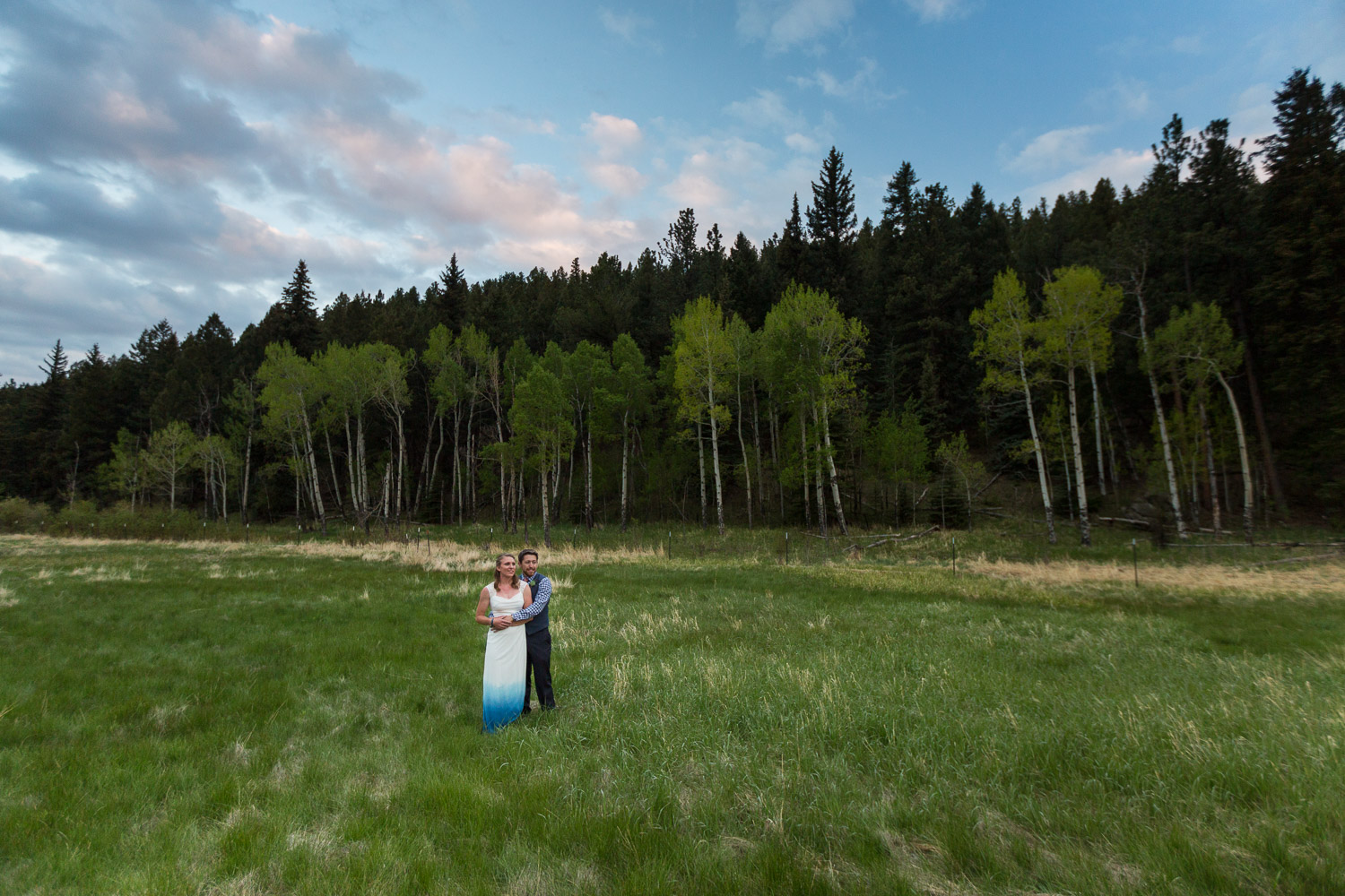 Deer Creek Valley Ranch Wedding Sunset Photos with Aspen