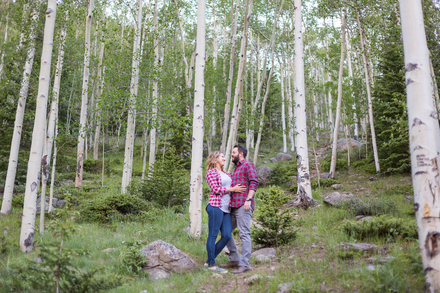 Colorado Mountain Engagement Session with Aspen Trees