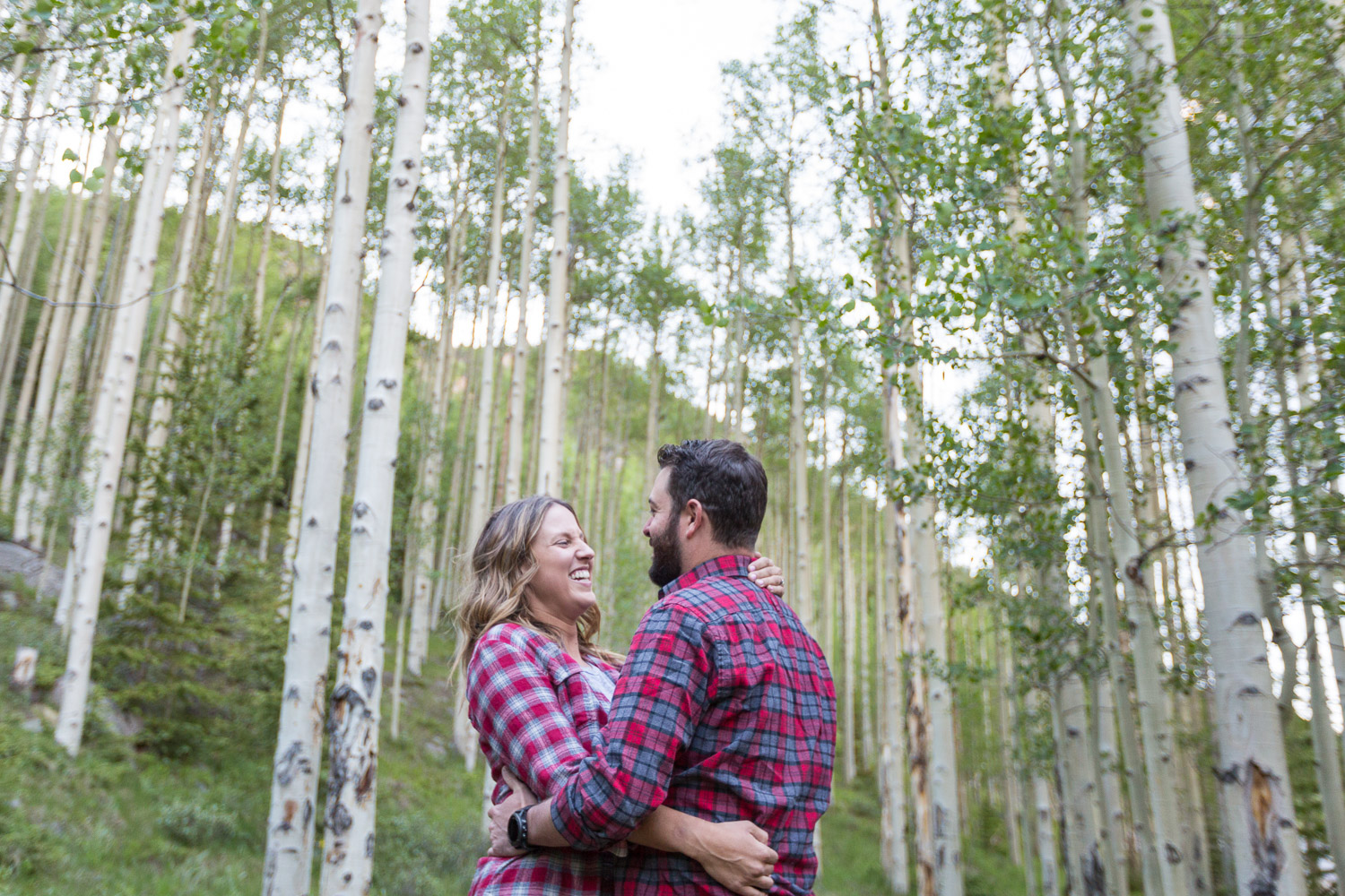 Colorado Mountain Engagement Session with Aspen Trees
