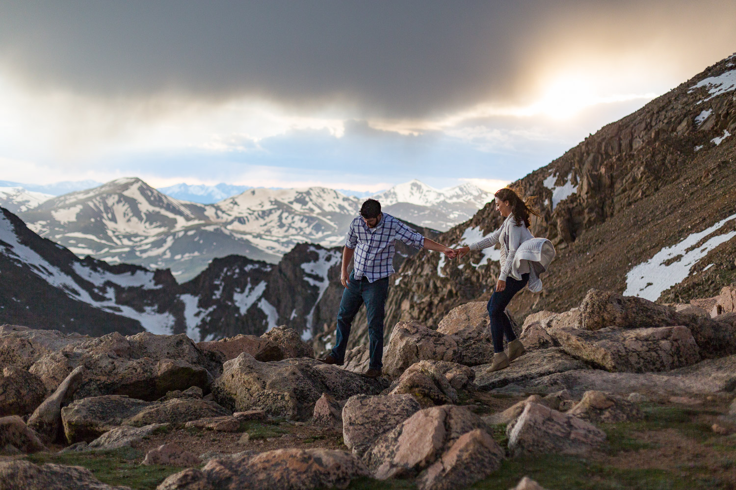 Mt Evans Engagement Session with Sunset Mountain Views