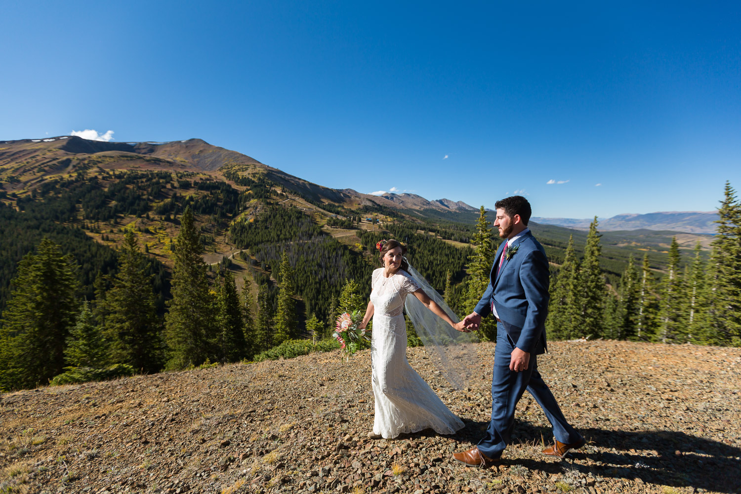 Breckenridge Ten Mile Station Wedding Couple Portraits on Mountain