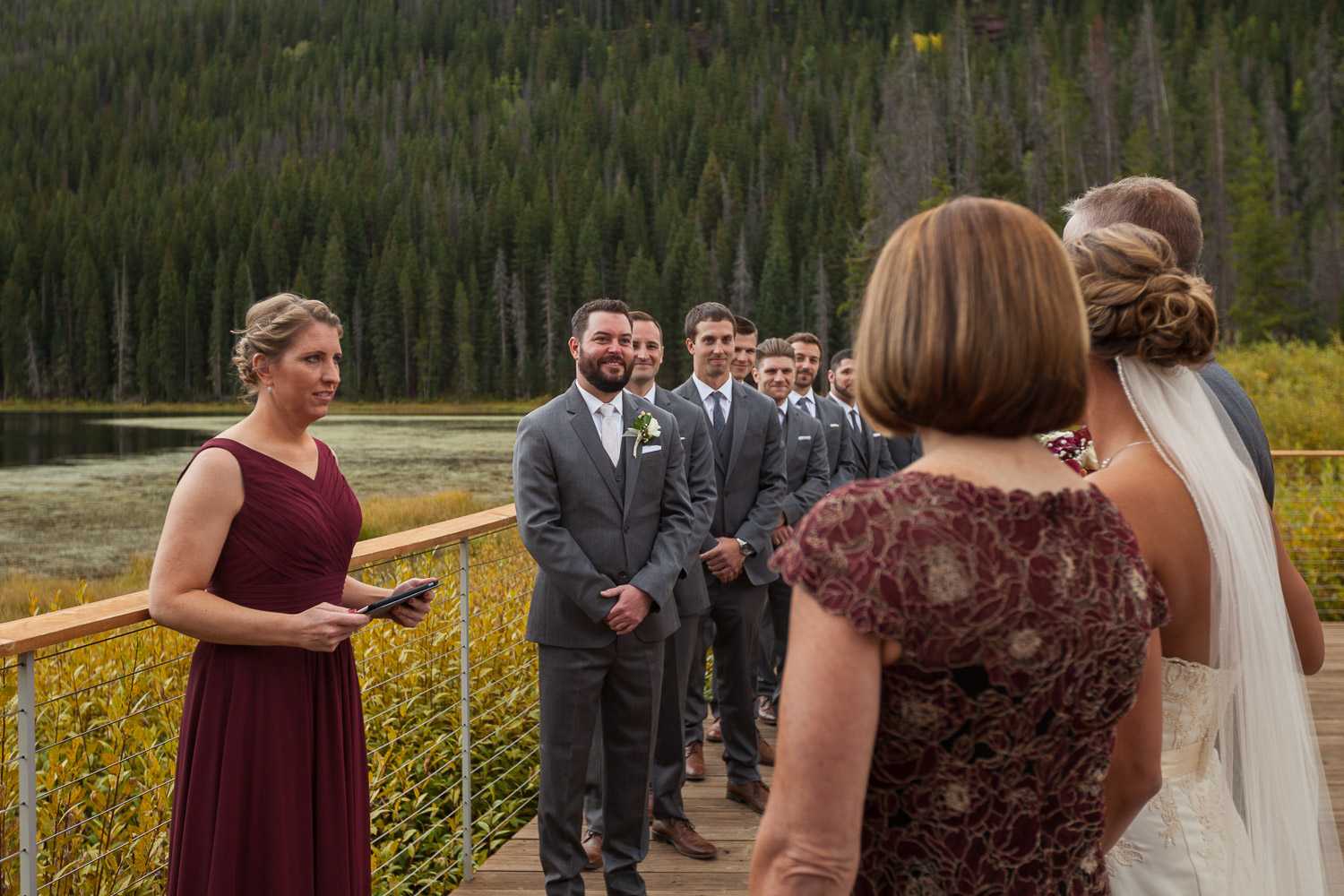 Piney River Ranch Wedding Ceremony on Deck