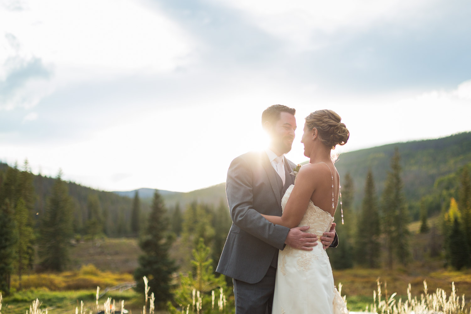 Piney River Ranch Wedding Couple Portraits at Sunset