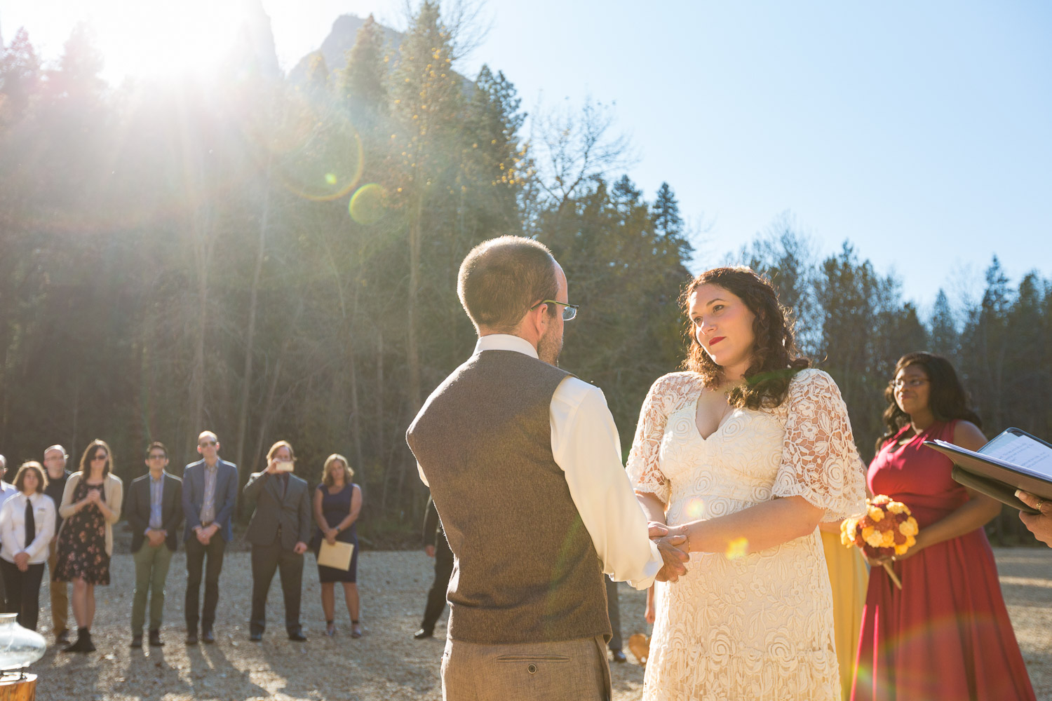 Cathedral beach Yosemite wedding ceremony