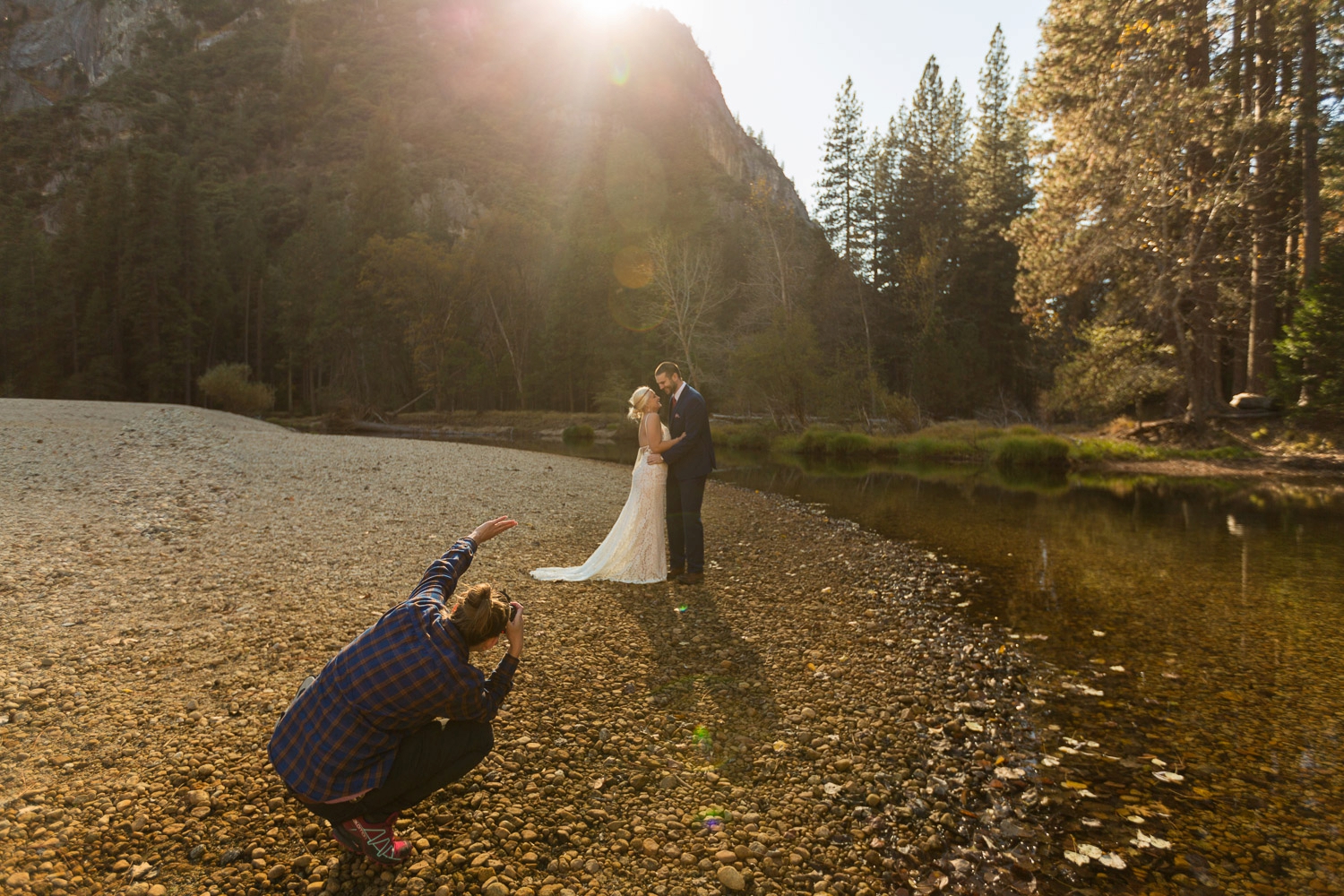 behind the scenes mountain wedding photographer yosemite