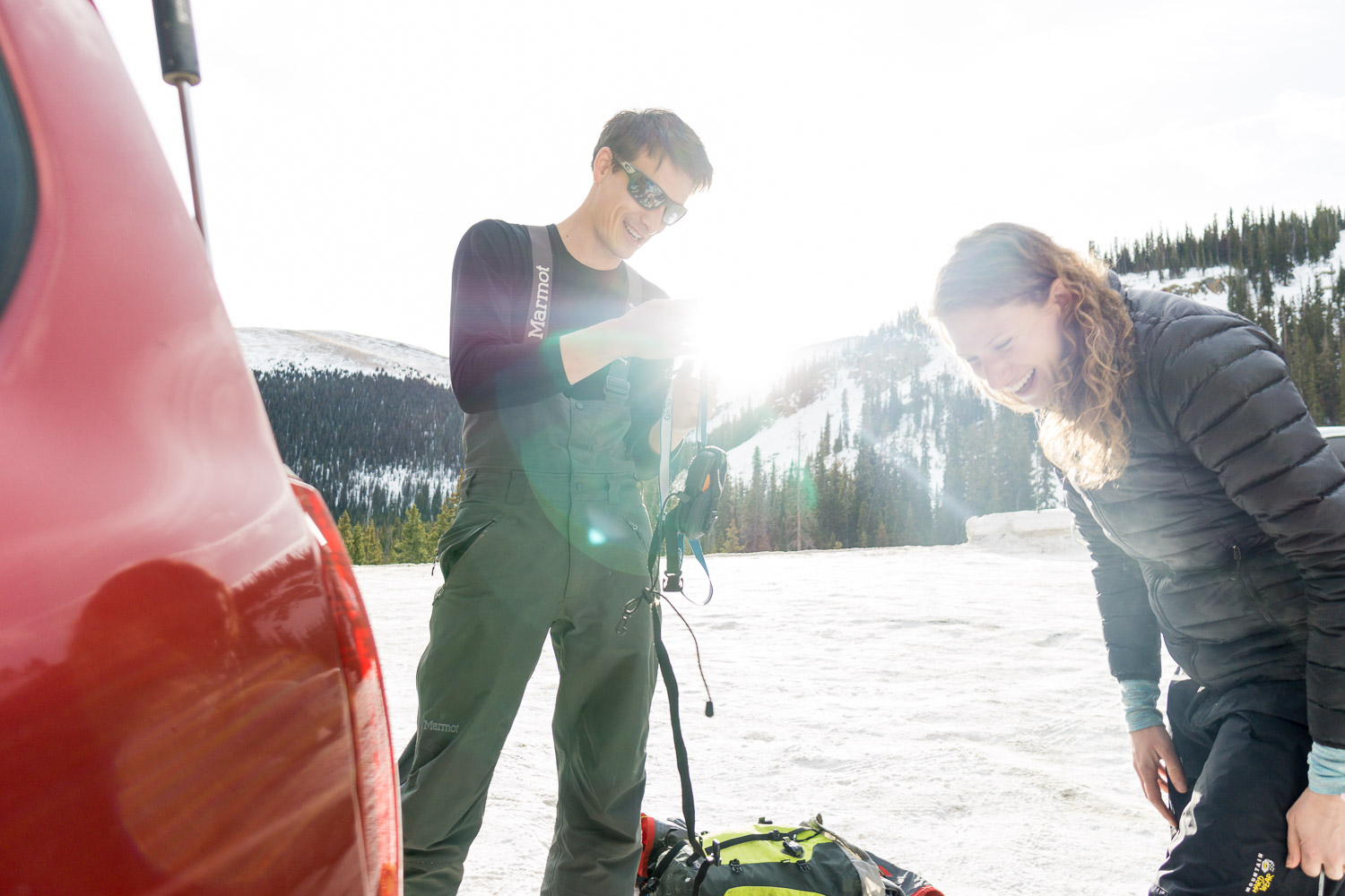 backcountry skiing engagement shoot