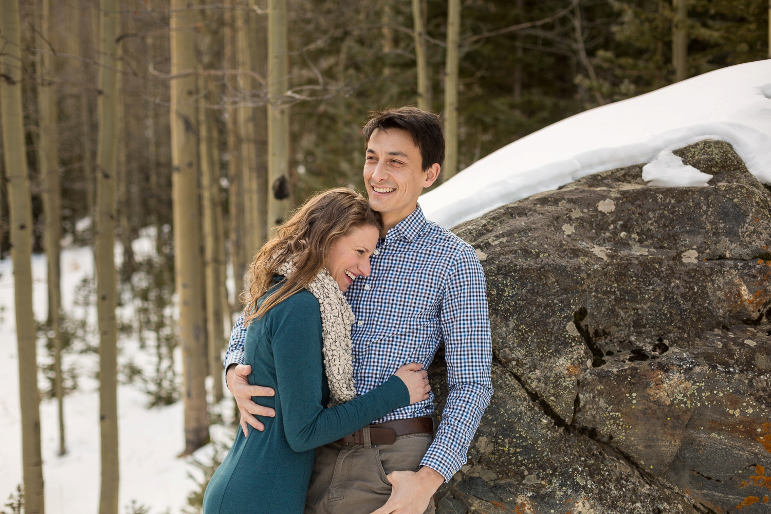 aspen trees snowy engagement photography