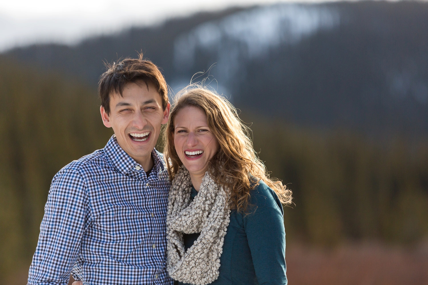 colorado mountain engagement in snow
