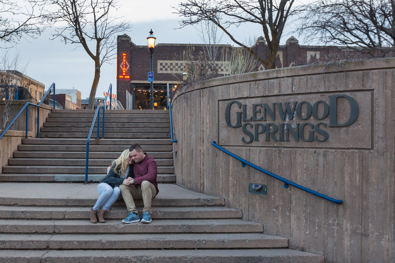 Glenwood Springs Engagement Photos by railroad station