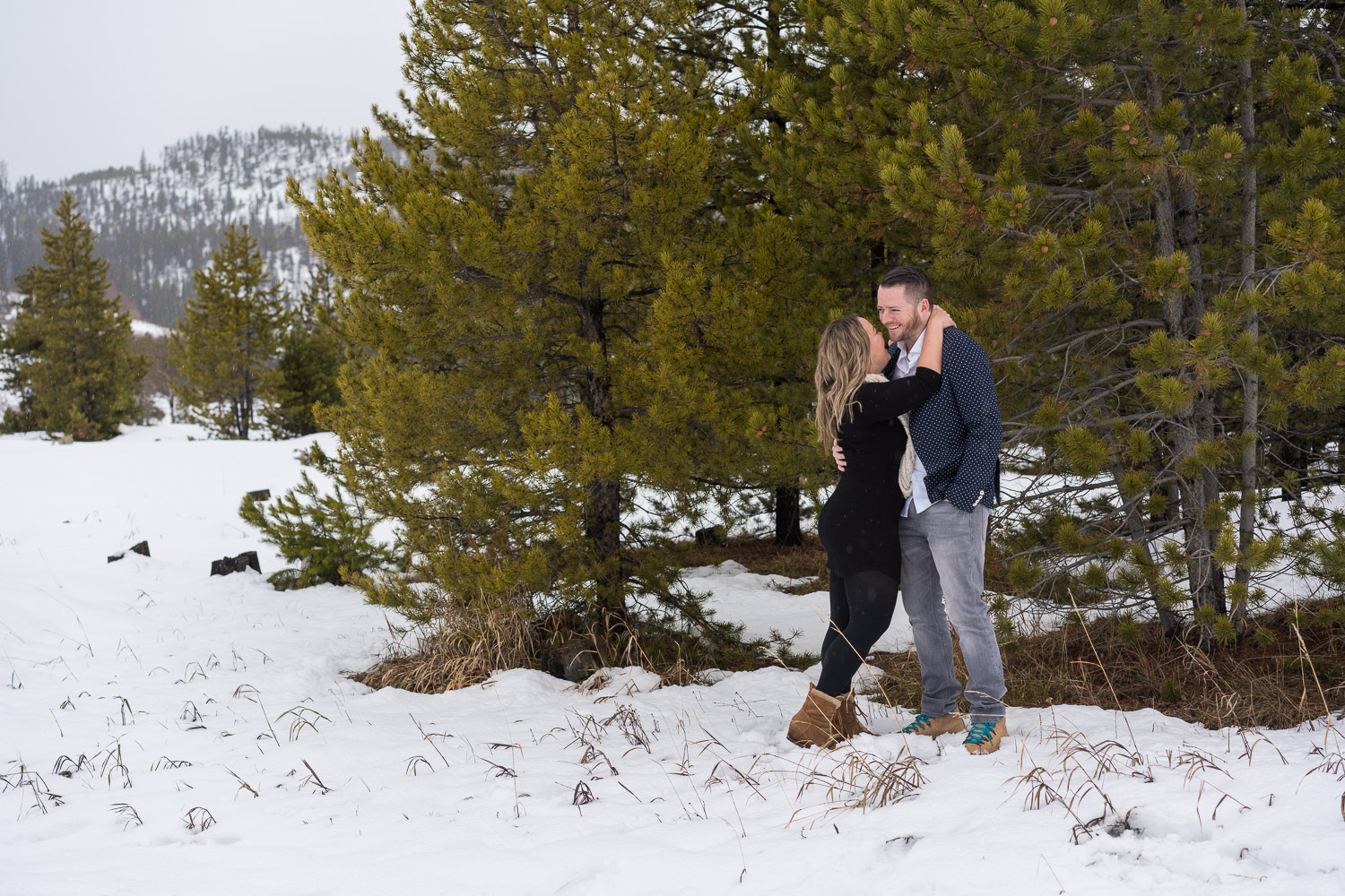 Winter Keystone Engagement Photos Near Lake Dillon