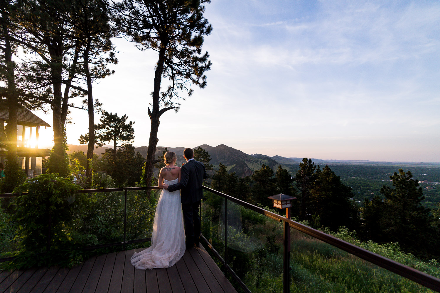 Boulder Flagstaff House Sunset Wedding Portrait