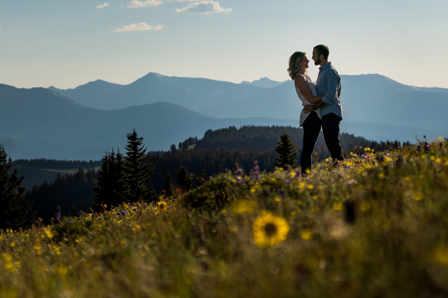 Vail Pass Engagement Photos with Wildflowers