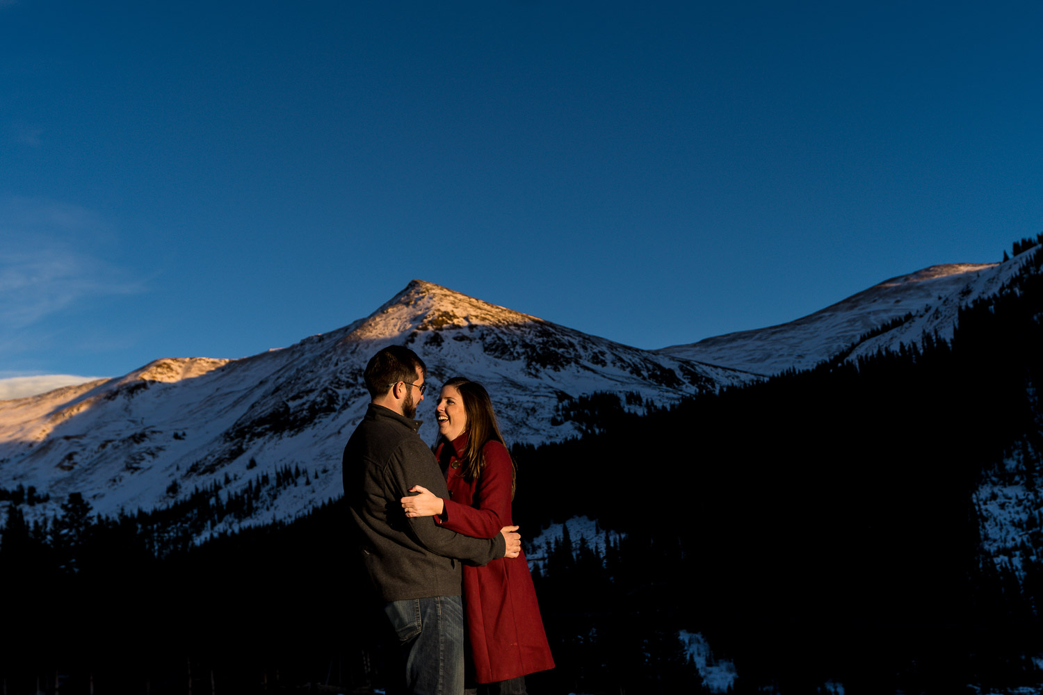 Colorado Mountain Engagement Photos with mountain backdrop