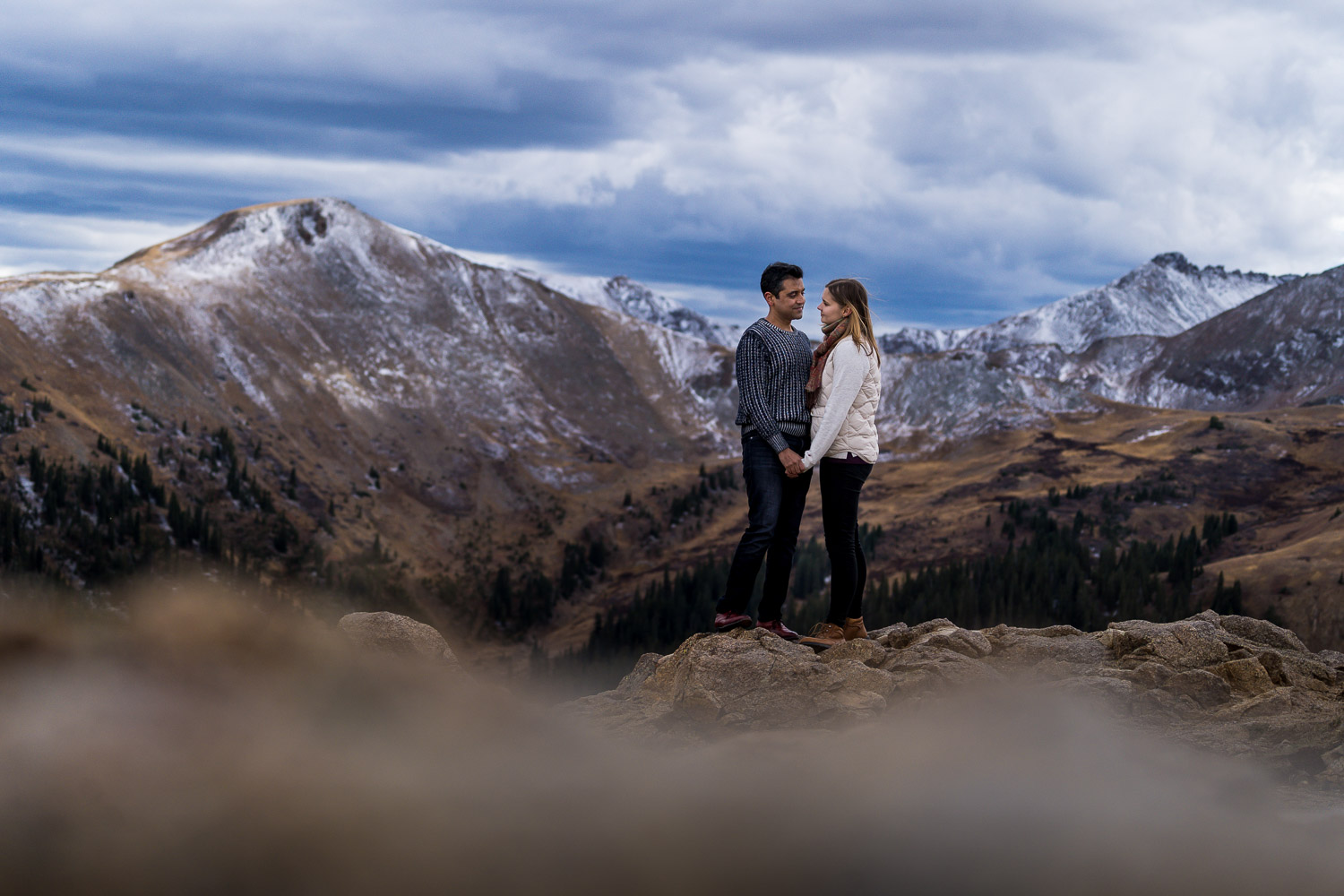 Maroon Bells Engagement Photos mountain views on independence pass