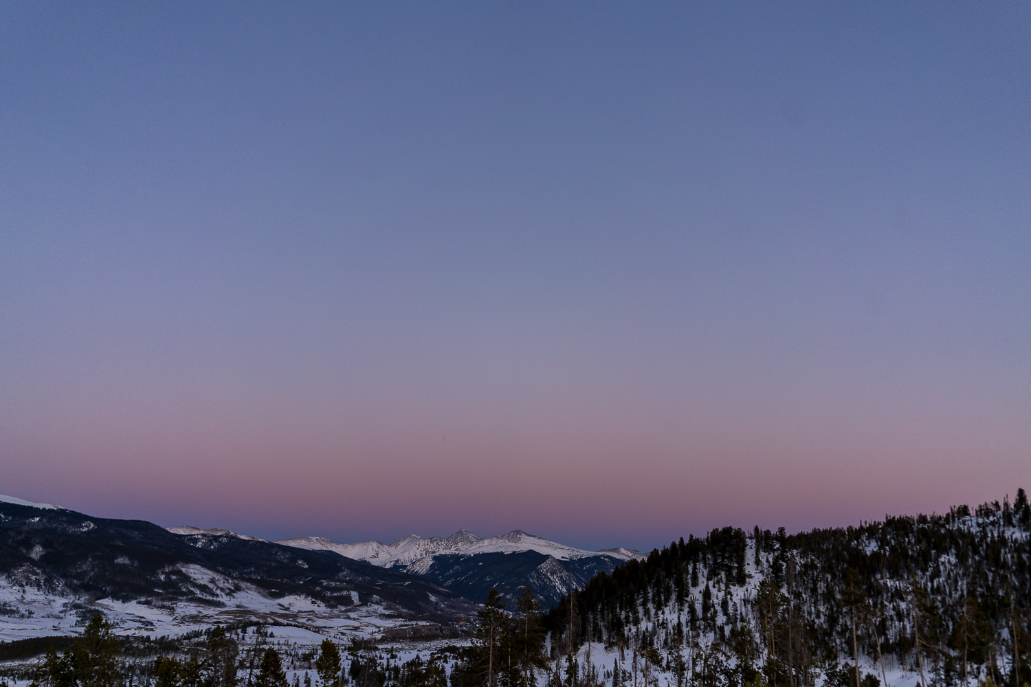 winter colorado engagement photos twilight scenic mountain views
