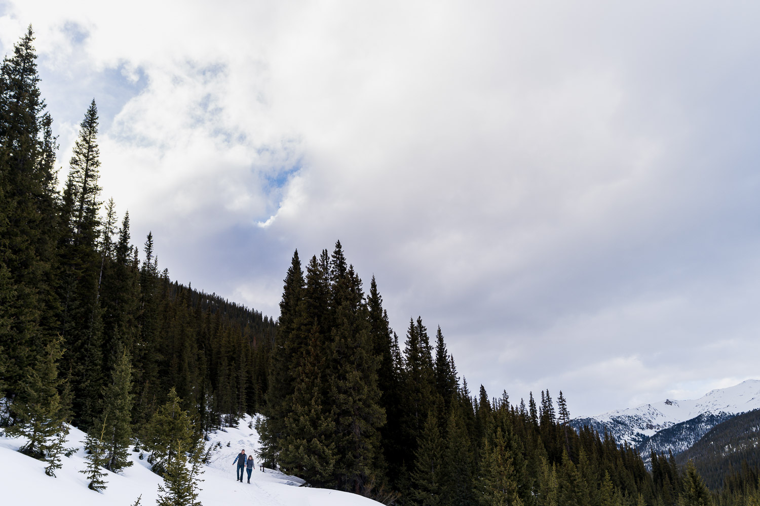 Winter Mountain Engagement Photos with view