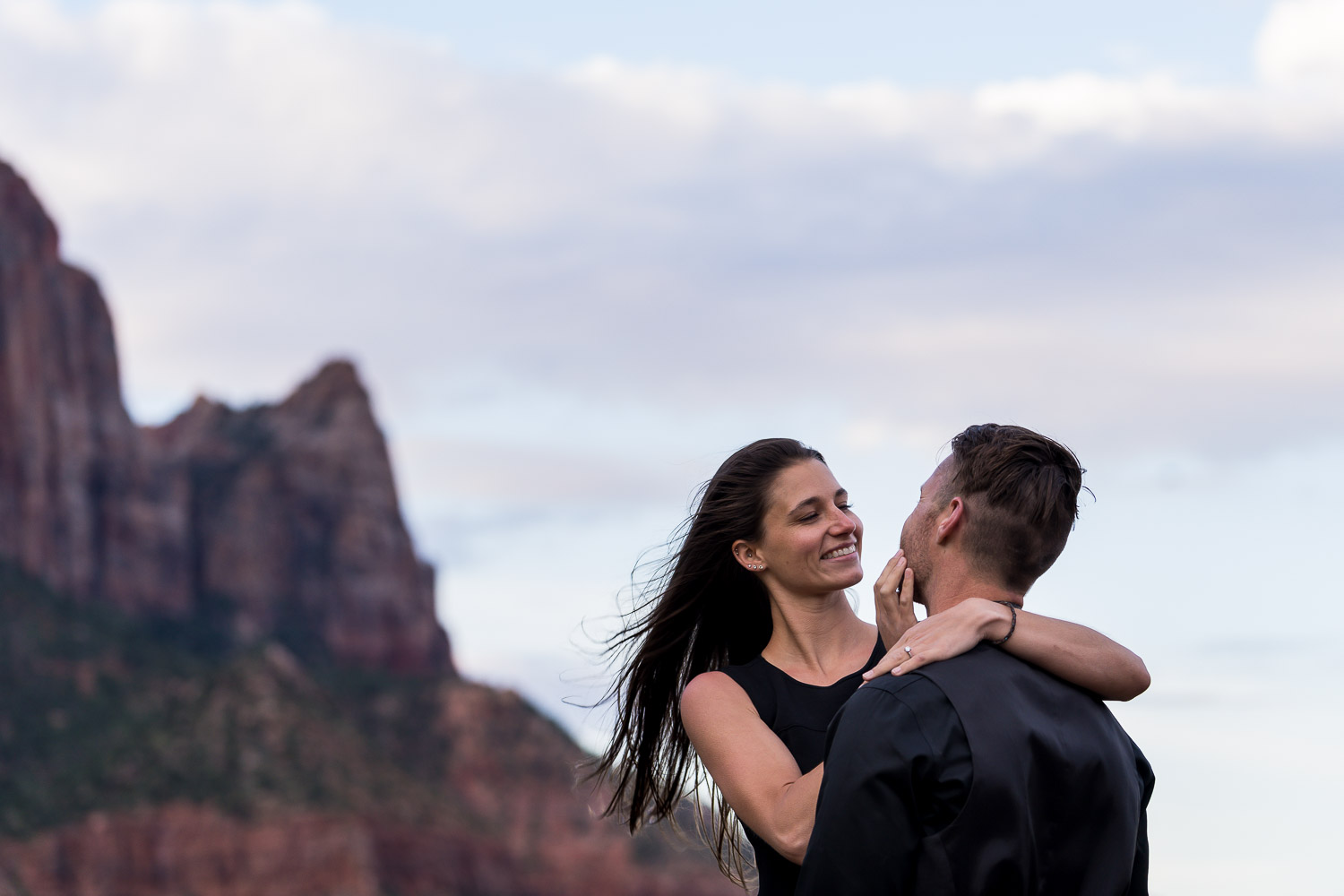 Zion National Park Engagement Photos in the morning