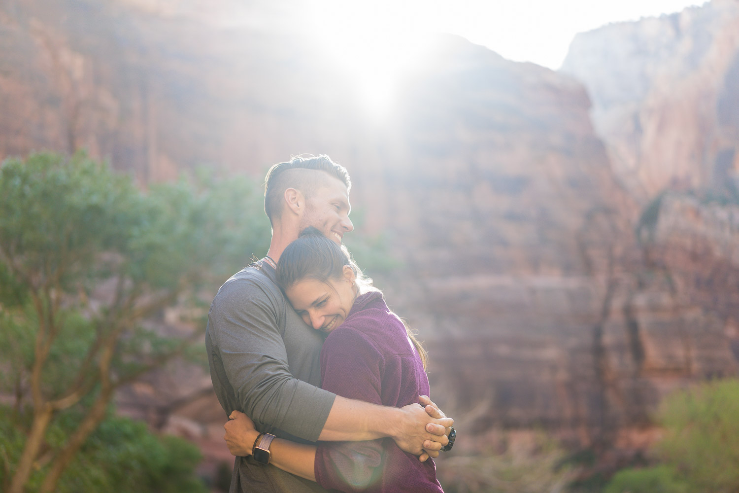 Zion National Park Engagement Photos in zion canyon