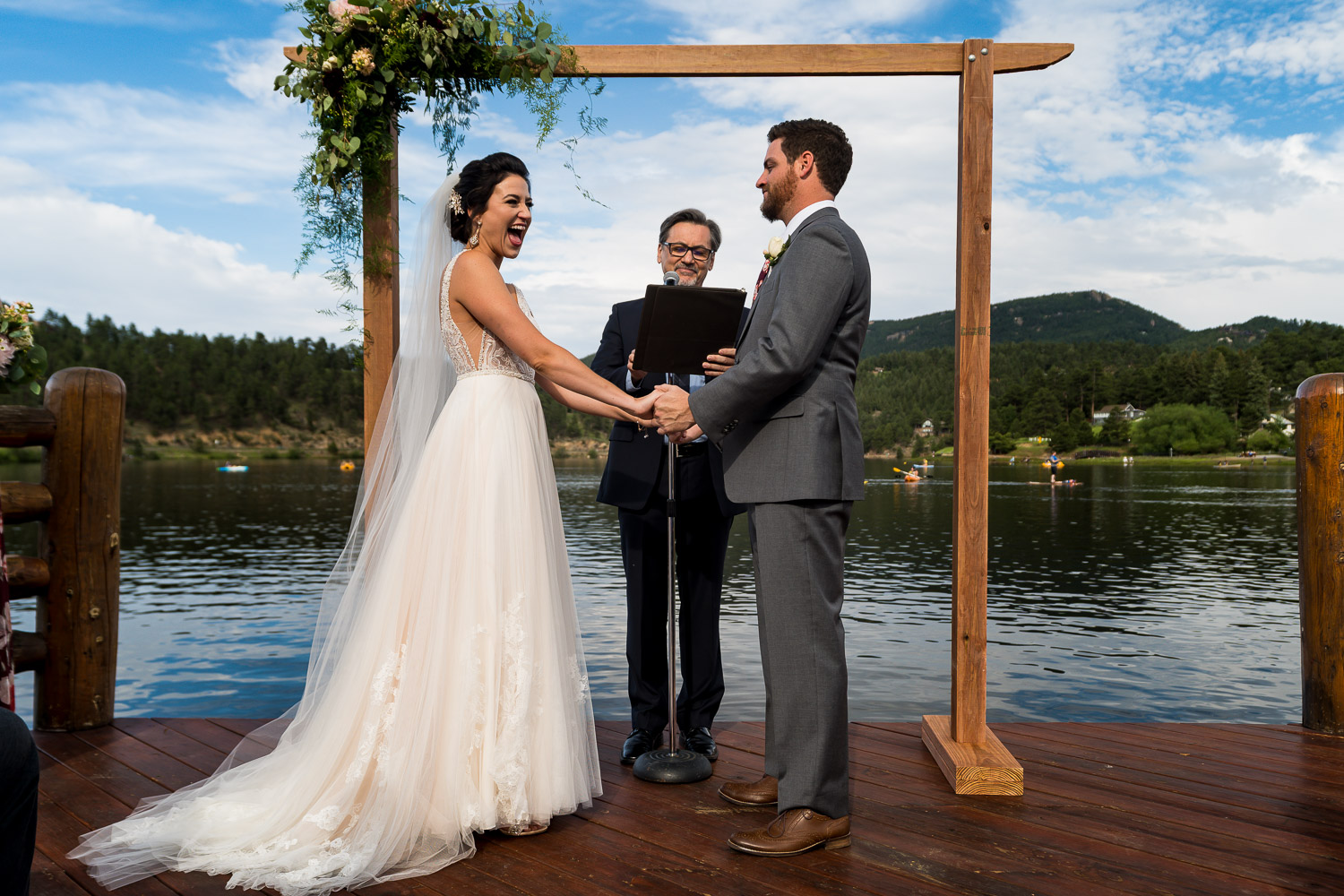 Evergreen Lake House Colorado Wedding Photos Ceremony