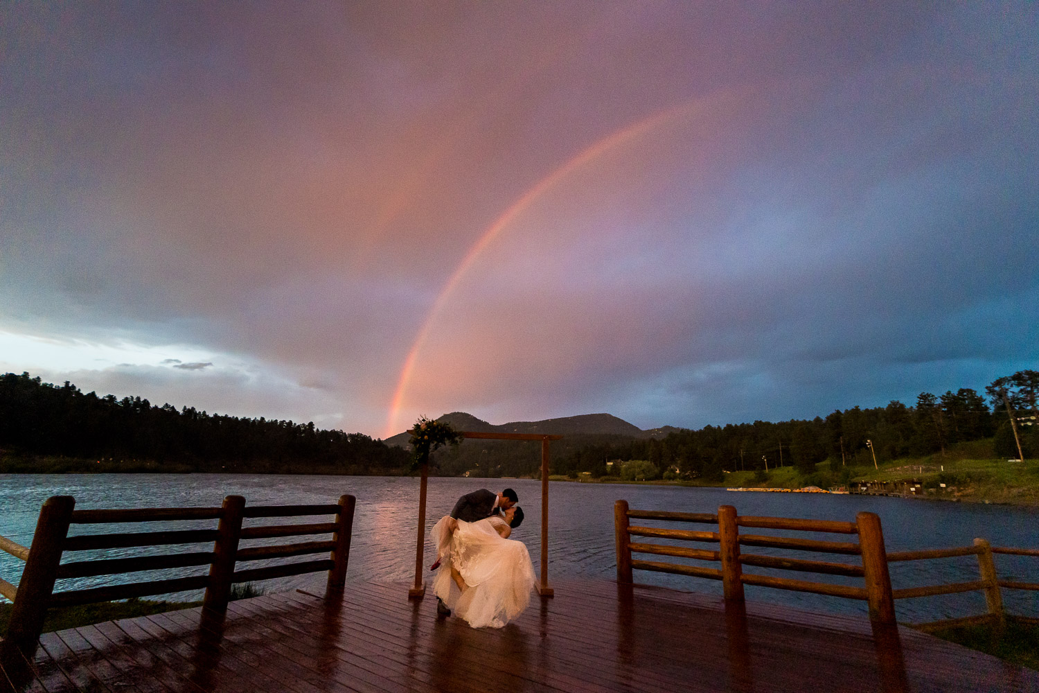 Evergreen Lake House Colorado Wedding Photos Rainbow