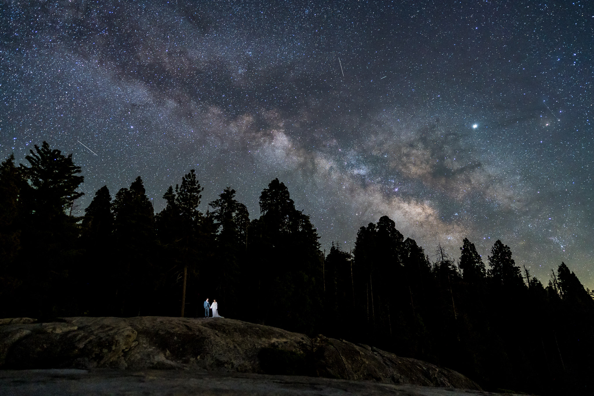 Sequoia Elopement Photos Milky Way Night