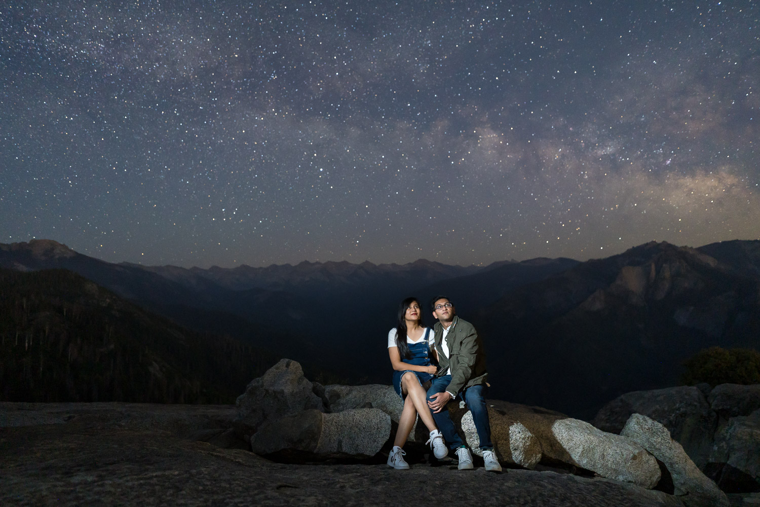 sequoia national park engagement star nighttime photos