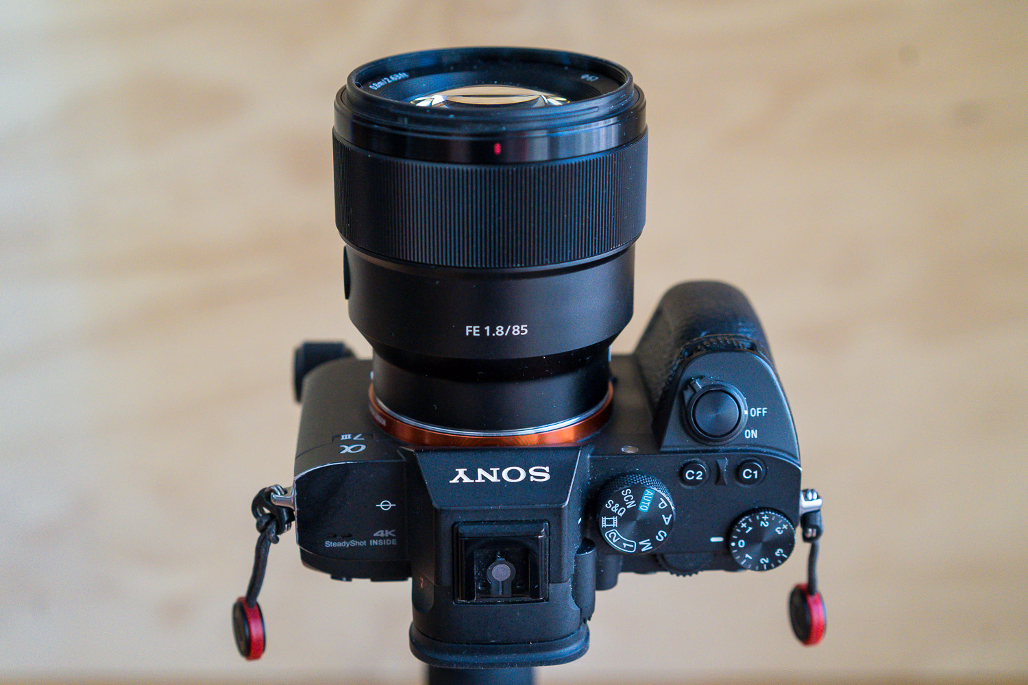 sony 85mm lens mounted on a sony camera