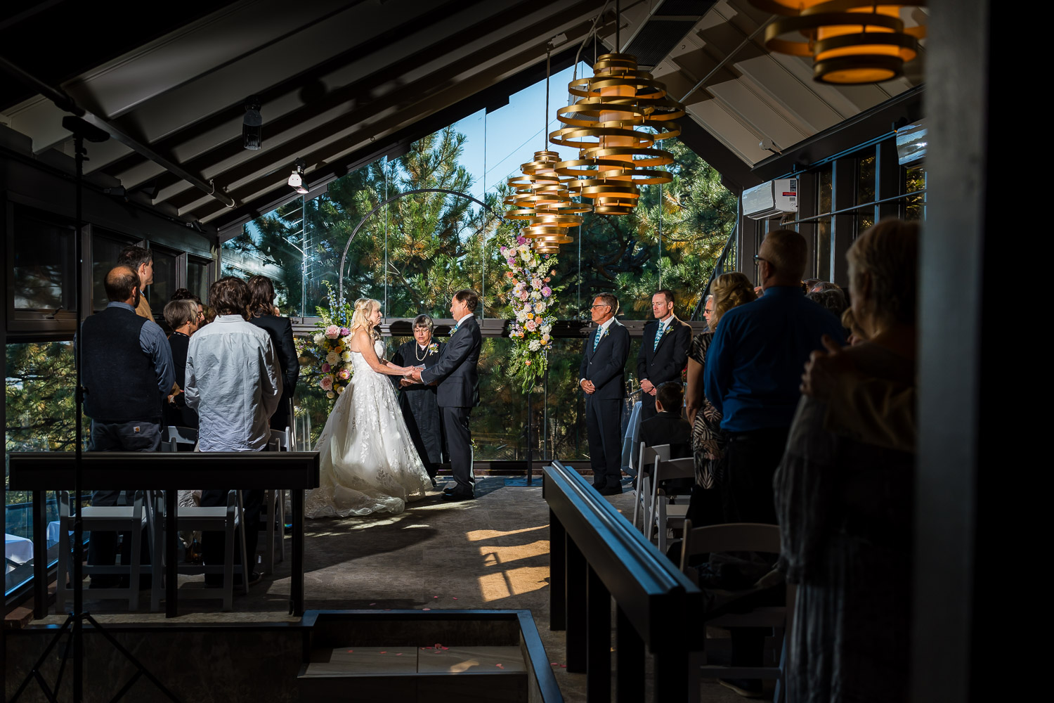 flagstaff restaurant wedding indoor ceremony under glass roof